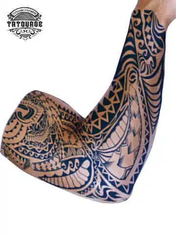 Tatouage éphémère bras polynésien