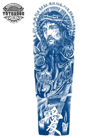 Tatouage éphémère bras religieux