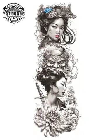 tatouage ephemere bras style japonais Tatouage éphémère bras style japonais