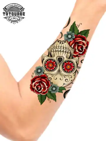 tatouage ephemere bras te?te de mort mexicaine photo Tatouage éphémère bras tête de mort mexicaine
