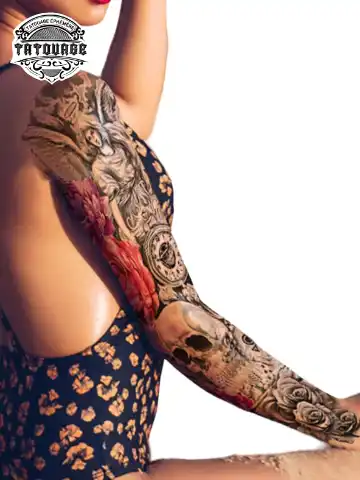Tatouage éphémère bras tête de mort