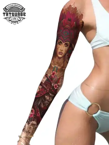 Tatouage éphémère bras visage femme