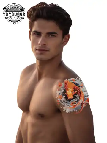 tatouage ephemere carpe koi epaule photo Tatouage éphémère carpe koi épaule