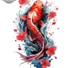 Tatouage éphémère carpe koi mollet