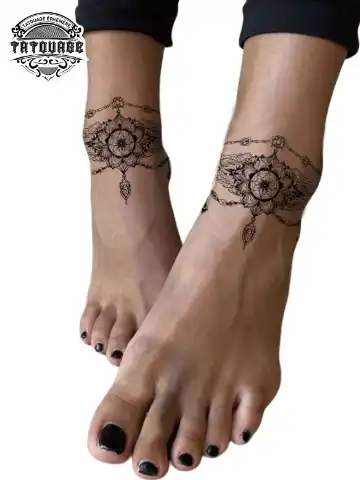 tatouage ephemere cheville arabesque fleur photo Tatouage éphémère cheville arabesque fleur