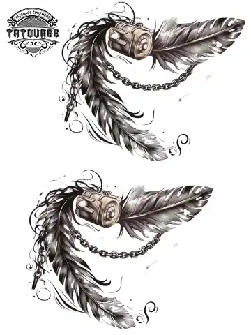 Tatouage éphémère cheville avec plume