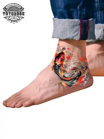 tatouage ephemere cheville carpe koi photo Tatouage éphémère cheville carpe koi
