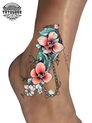 tatouage ephemere cheville couleur photo Tatouage éphémère cheville couleur