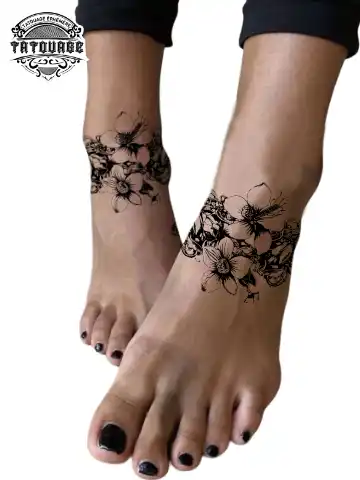 tatouage ephemere cheville femme fleur de lys photo Tatouage éphémère cheville femme fleur de lys