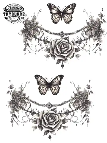 tatouage ephemere cheville femme fleur et papillon Tatouage éphémère cheville femme fleur et papillon