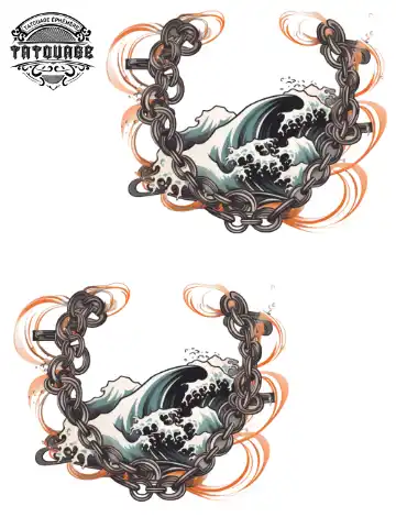 tatouage ephemere cheville femme vague Tatouage éphémère cheville femme vague
