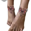 Tatouage éphémère cheville fleur de lys et papillon