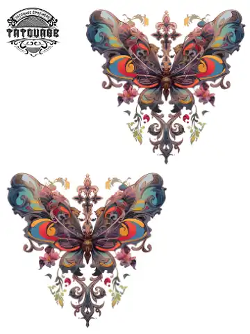 Tatouage éphémère cheville fleur de lys et papillon