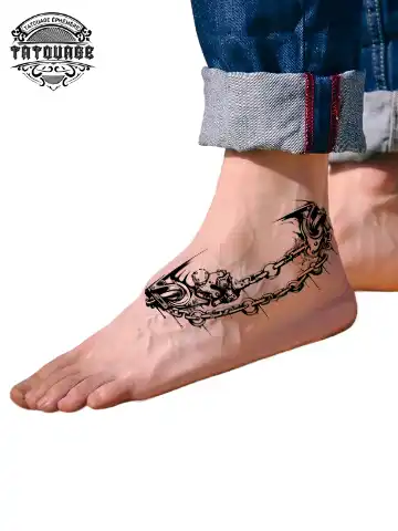 Tatouage éphémère cheville homme moto