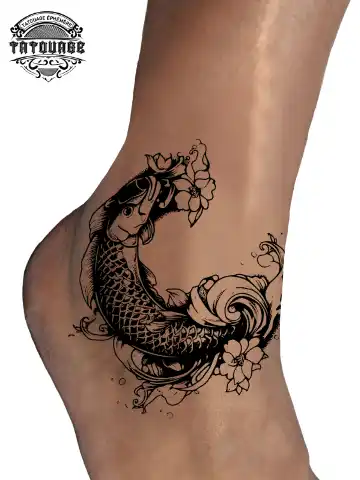 tatouage ephemere cheville japonais photo Tatouage éphémère cheville japonais