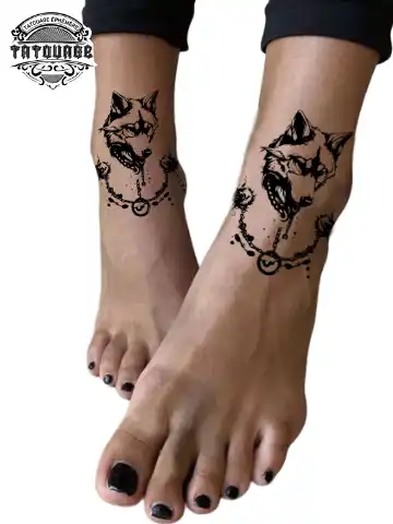 tatouage ephemere cheville loup photo Tatouage éphémère cheville loup