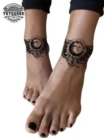 tatouage ephemere cheville lune photo Tatouage éphémère cheville lune