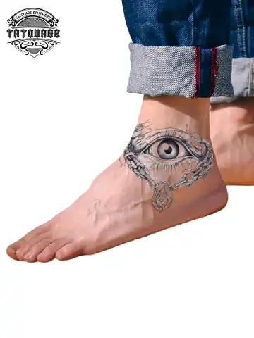 tatouage ephemere cheville oeil photo Tatouage éphémère cheville œil