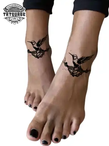 tatouage ephemere cheville oiseau photo Tatouage éphémère cheville oiseau