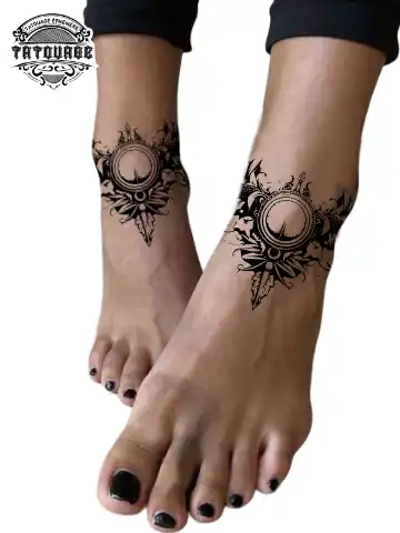 tatouage ephemere cheville ornemental photo Tatouage éphémère cheville ornemental