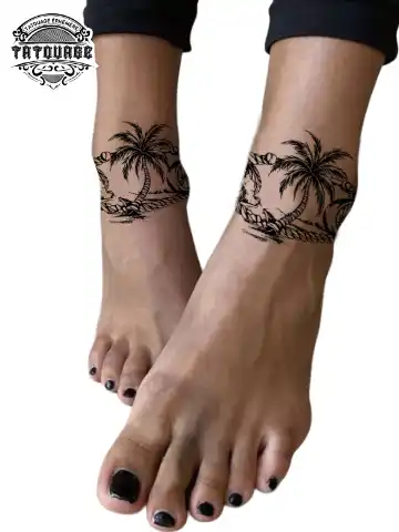 Tatouage éphémère cheville palmier