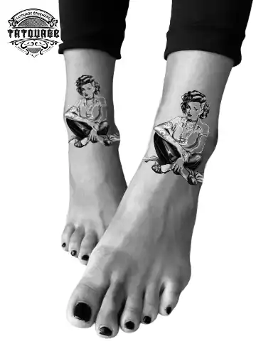 tatouage ephemere cheville pin up photo Tatouage éphémère cheville pin up
