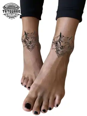 tatouage ephemere cheville renard photo Tatouage éphémère cheville renard