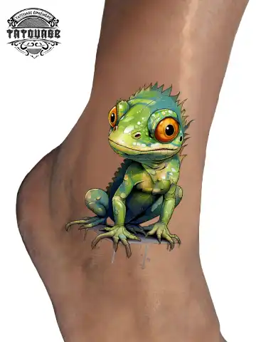 Tatouage éphémère cheville salamandre