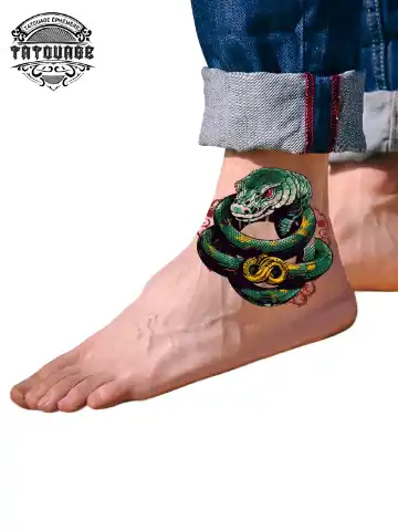 Tatouage éphémère cheville serpent