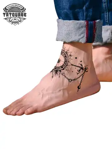 tatouage ephemere cheville soleil lune photo Tatouage éphémère cheville soleil lune
