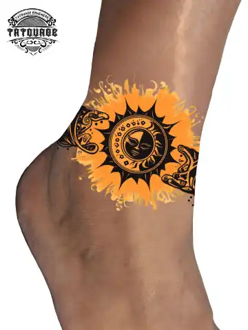 Tatouage éphémère cheville soleil