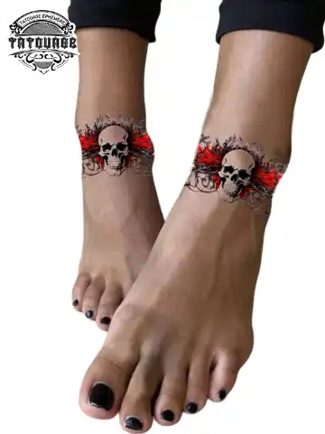 tatouage ephemere cheville tete de mort photo Tatouage éphémère cheville tête de mort