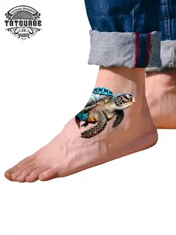 tatouage ephemere cheville tortue photo Tatouage éphémère cheville tortue