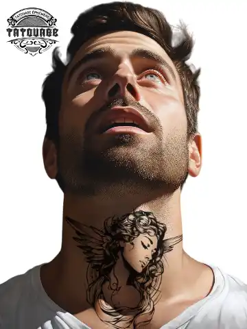 tatouage ephemere cou ange photo Tatouage éphémère cou ange