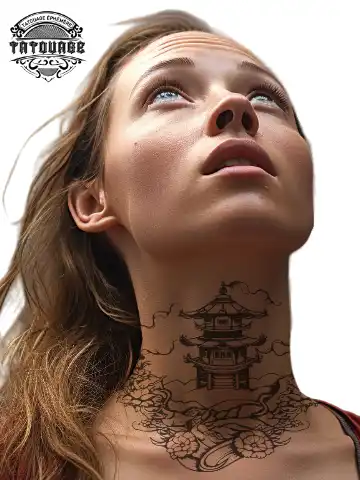 Tatouage éphémère cou chinois