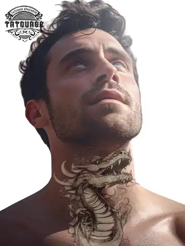 Tatouage éphémère cou dragon