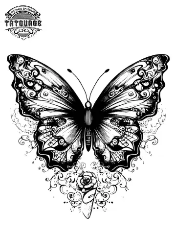 Tatouage éphémère cou femme papillon