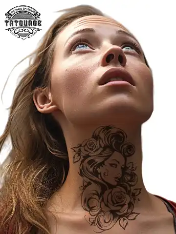 tatouage ephemere cou femme rose photo Tatouage éphémère cou femme rose