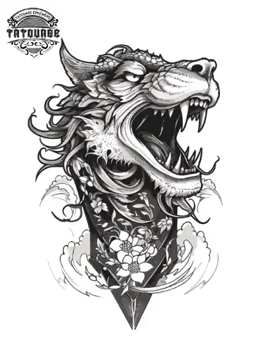 Tatouage éphémère cou japonais
