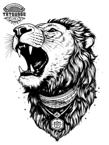 tatouage ephemere cou lion Tatouage éphémère cou lion