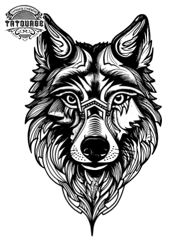 Tatouage éphémère cou loup