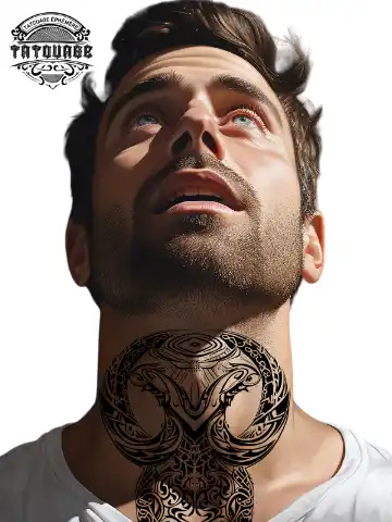 Tatouage éphémère cou polynésien
