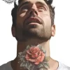 Tatouage éphémère cou rose homme