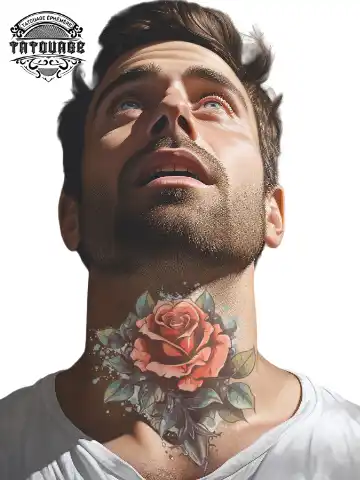 Tatouage éphémère cou rose homme