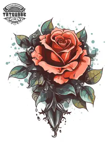Tatouage éphémère cou rose homme
