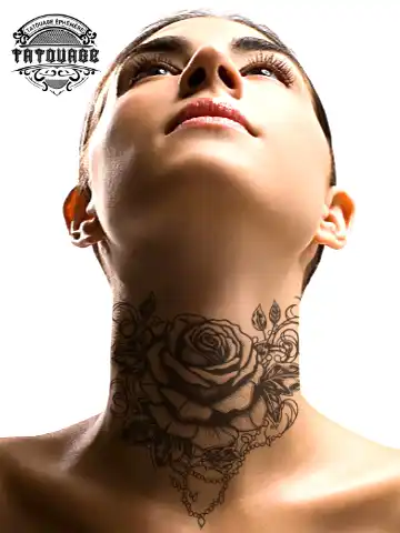 Tatouage éphémère cou rose
