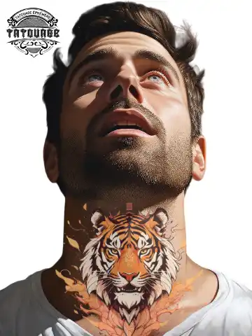 tatouage ephemere cou tigre photo Tatouage éphémère cou tigre