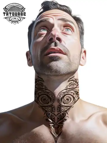 Tatouage éphémère cou tribal