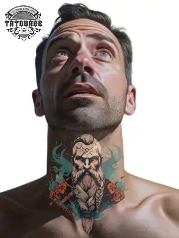 tatouage ephemere cou viking photo Tatouage éphémère cou viking