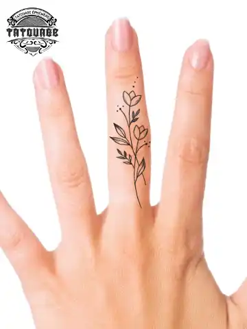 Tatouage éphémère doigt fleur